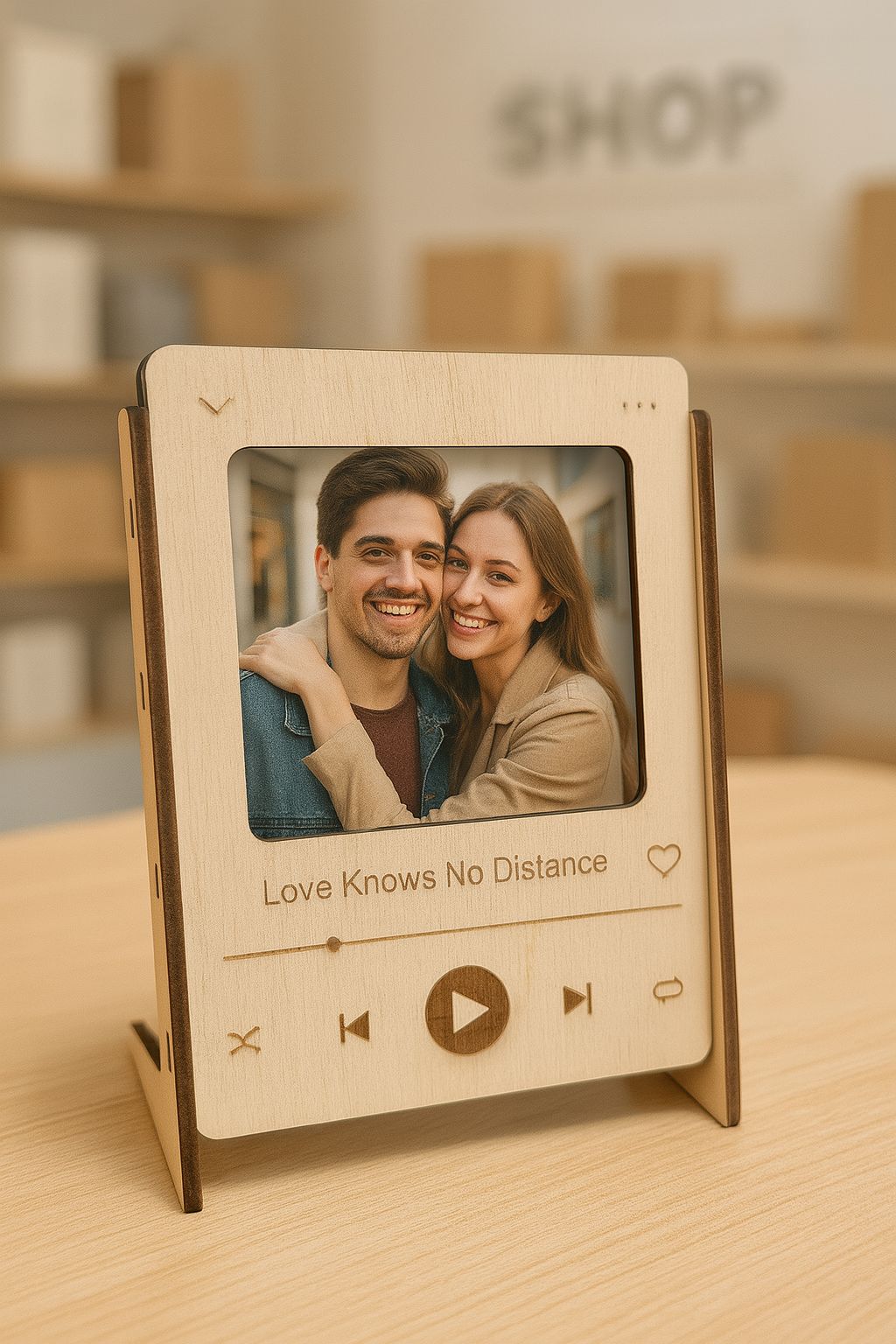 Personalisierter Bilderrahmen aus Holz – mit Lieblingssong & Foto