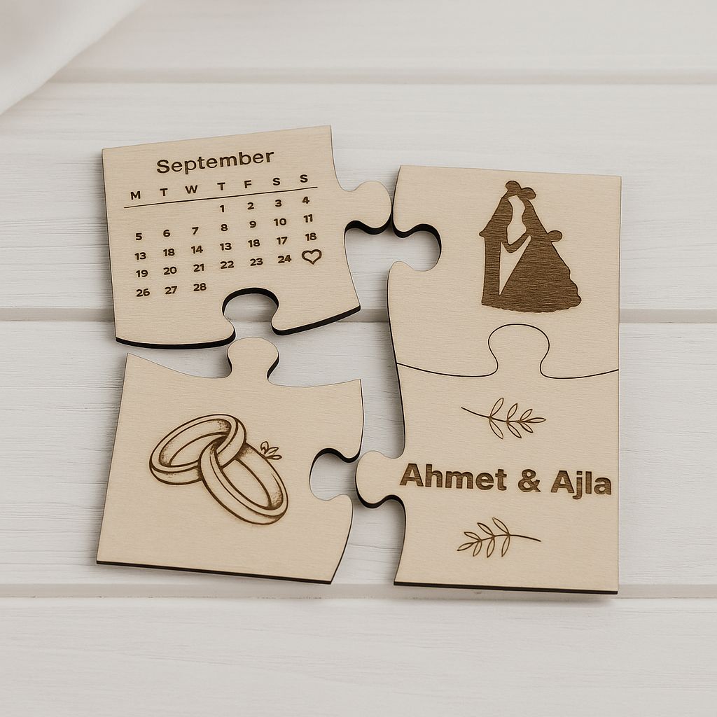 Personalisierte Puzzle aus Holz – mit Namen & Datum graviert