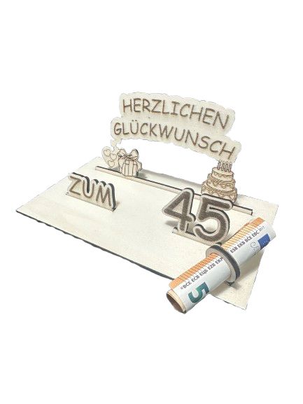 Holz-Geldgeschenk „Herzlichen Glückwunsch“ – Personalisiert mit Alter – Geburtstagsgeschenk