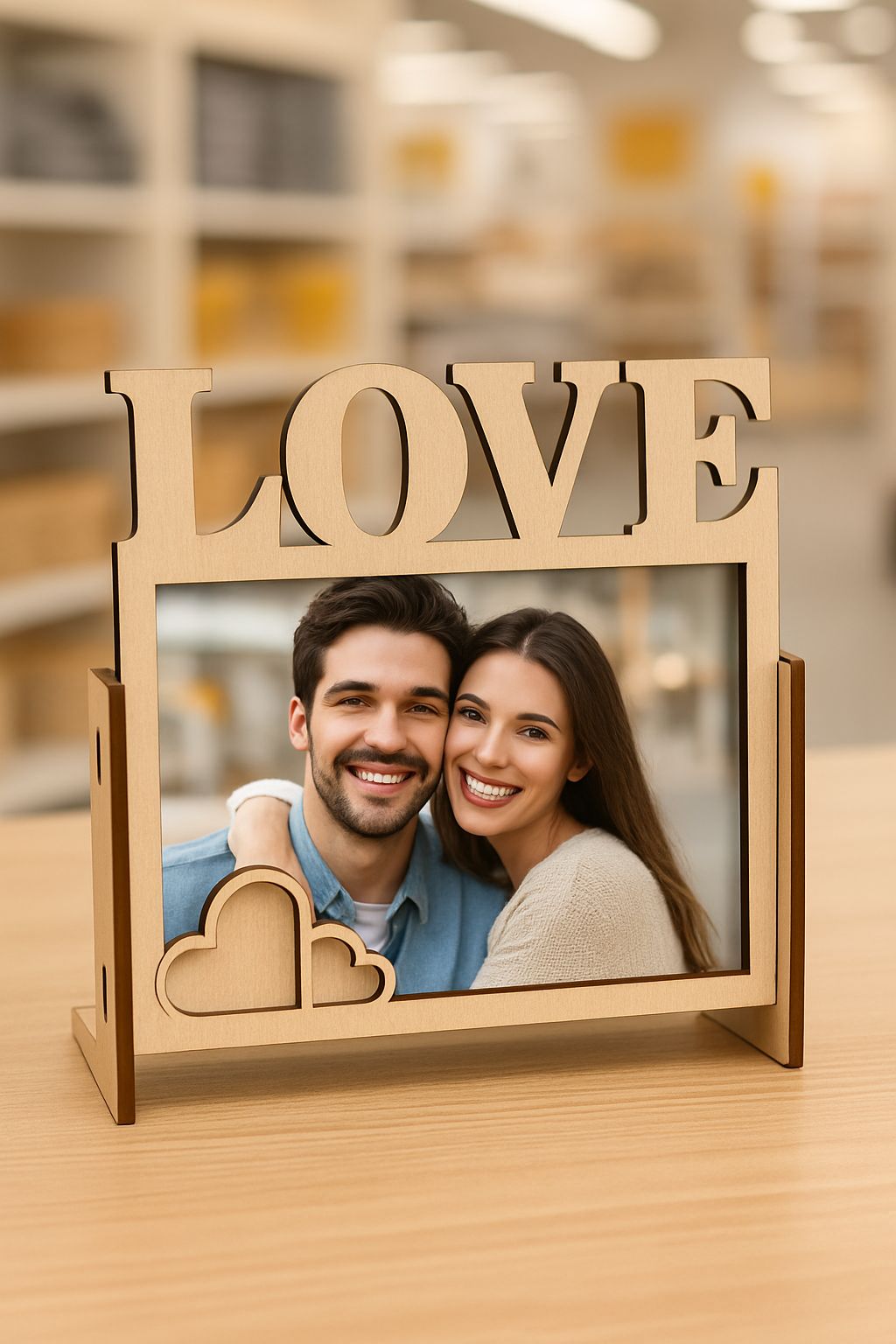 Holz-Bilderrahmen „LOVE“ – dekorativer Bilderrahmen für Paare