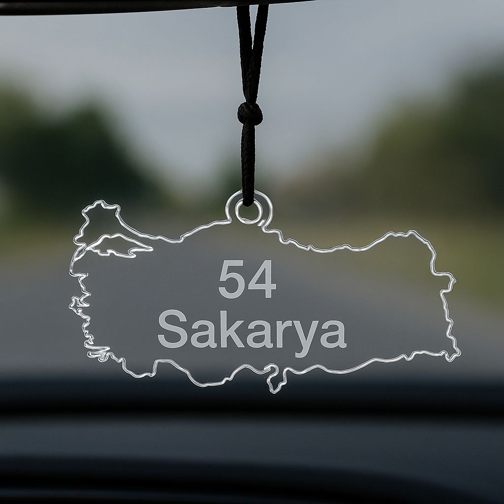 Acryl Autoanhänger Türkei Karte – Stadtname - Plakettennummer